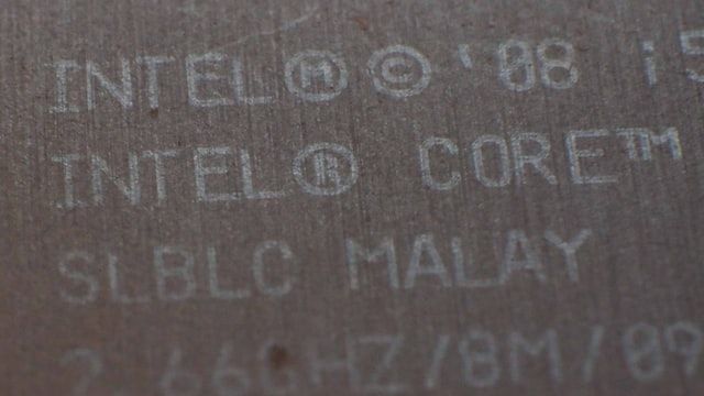 Words can be read on a processor, which says 'Intel Core'